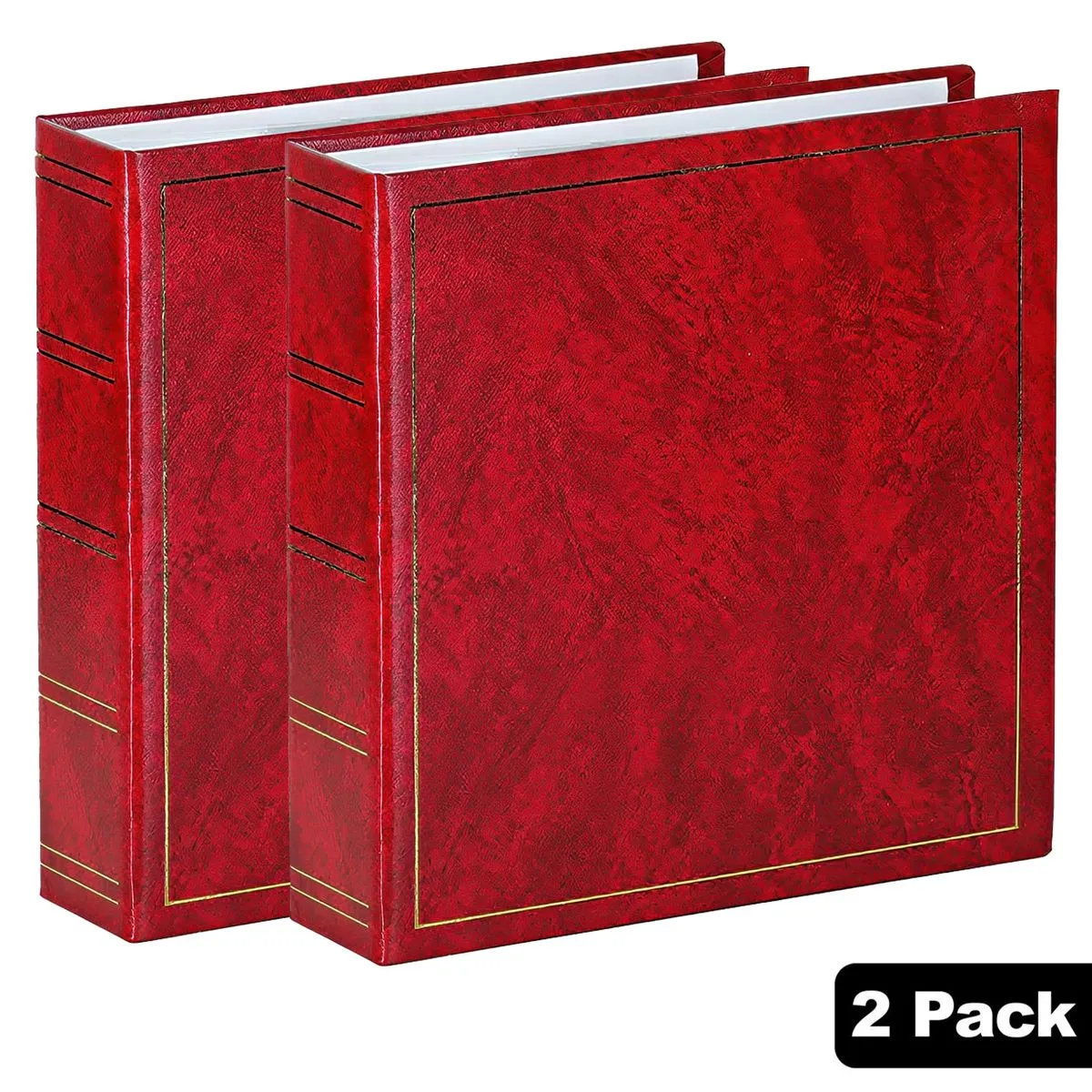 Masdun Classic Photo Picture Album Memo Book| Slip In 200 Pictures | 2 Pack - Burgundy