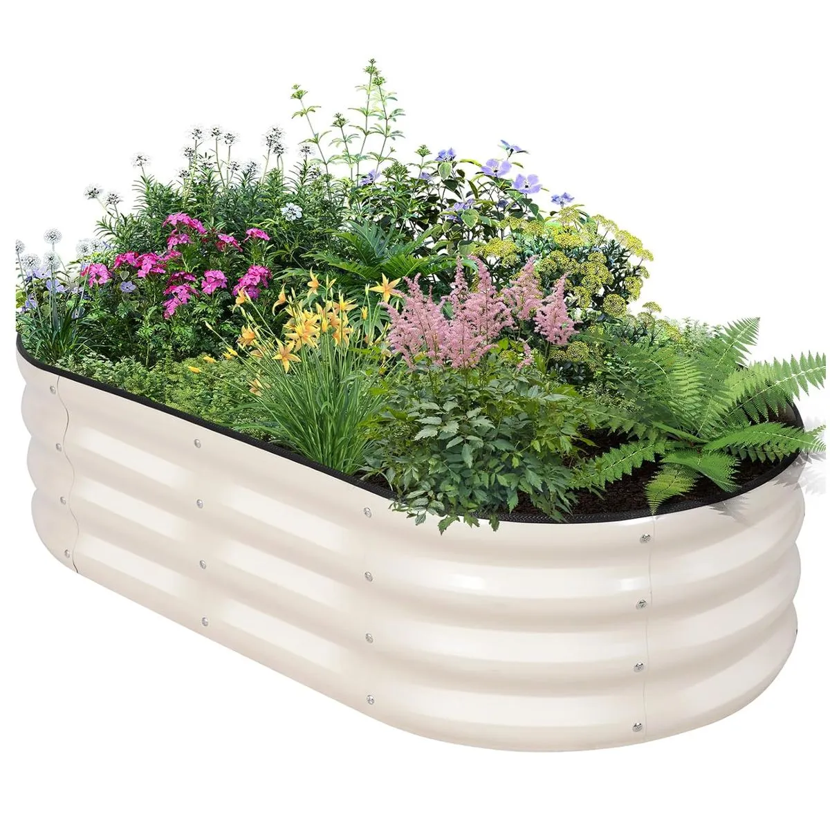 Galvanised Metal Raised Bed Vegetable Planter Box Oval For Outdoor Garden