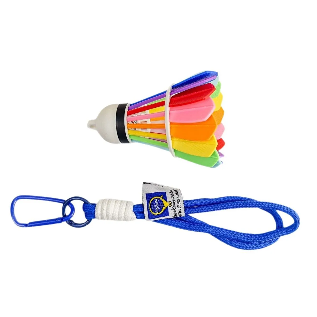 Colourful Badminton Shuttlecock Keyring for Bags and Keys - Blue