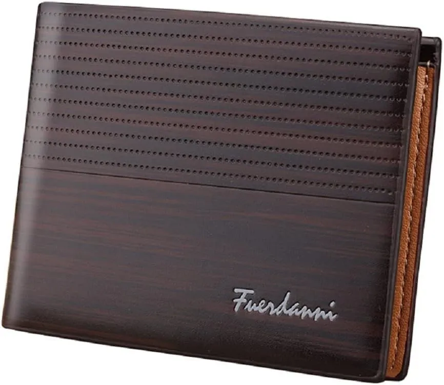 Leather Bifold Wallets Multiple Slots for Credit Cards ID Photo Holder
