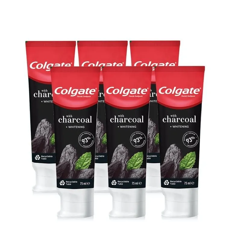Colgate Fluoride Toothpaste with Charcoal & Whitening - (6 x 75ml)