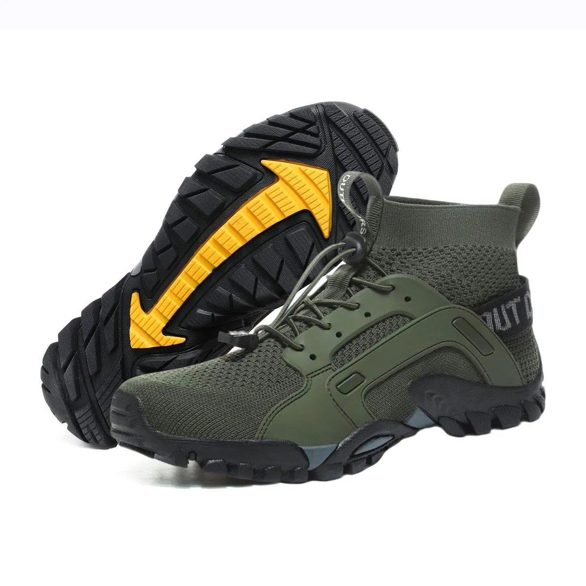 Men's High-Top Hiking Shoes - Breathable Knit & Non-Slip Outdoor Sneakers