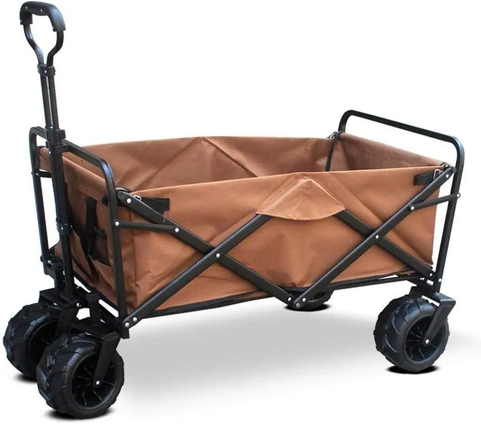Folding Multifunctional Camping Outdoor and Garden Portable Trolley - Brown