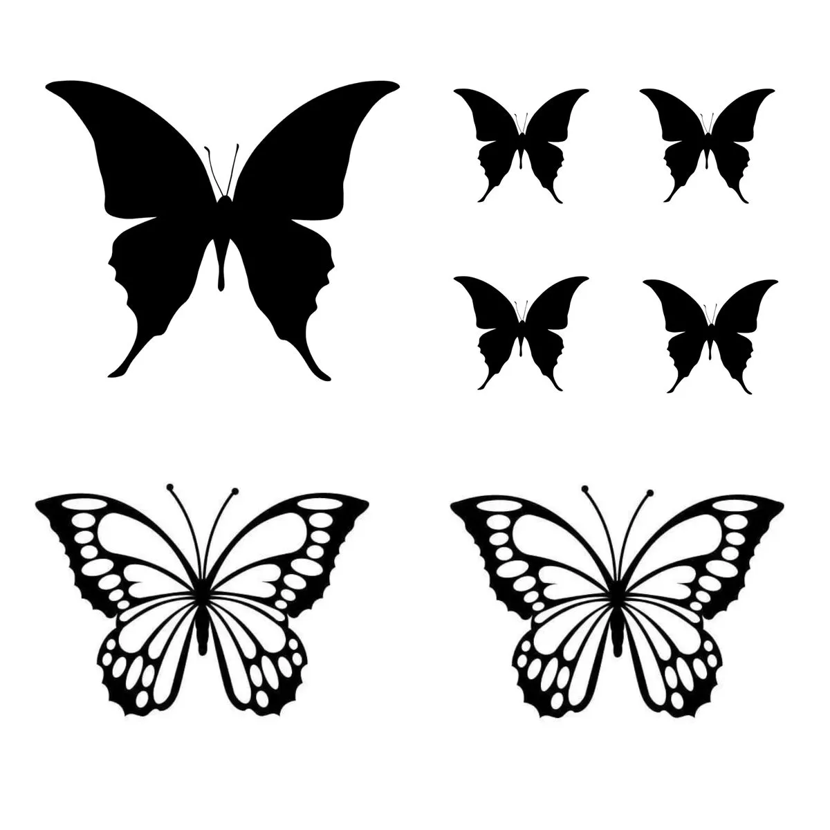 Vinyl Car Stickers - Butterfly Combo Set - Black