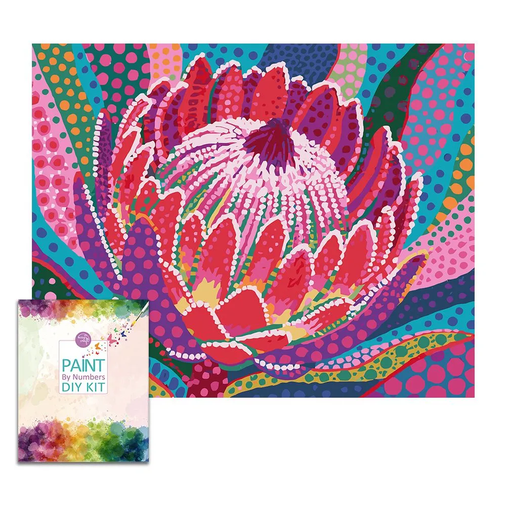 Easy Craft Paint by Number DIY Kit, 50x40cm- POP Art Protea - POP Art Protea 01