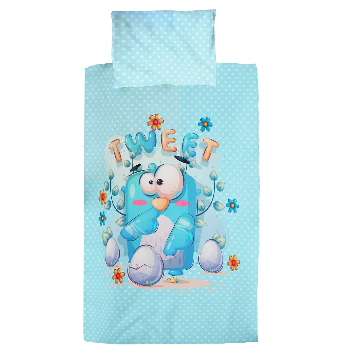 Cute Blue Bird Cot Set