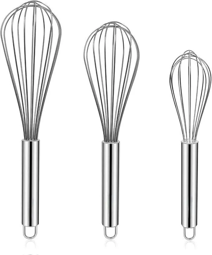 3 PCS Set of Manual Stainless Steel Egg Whisk Hand - held Mixer