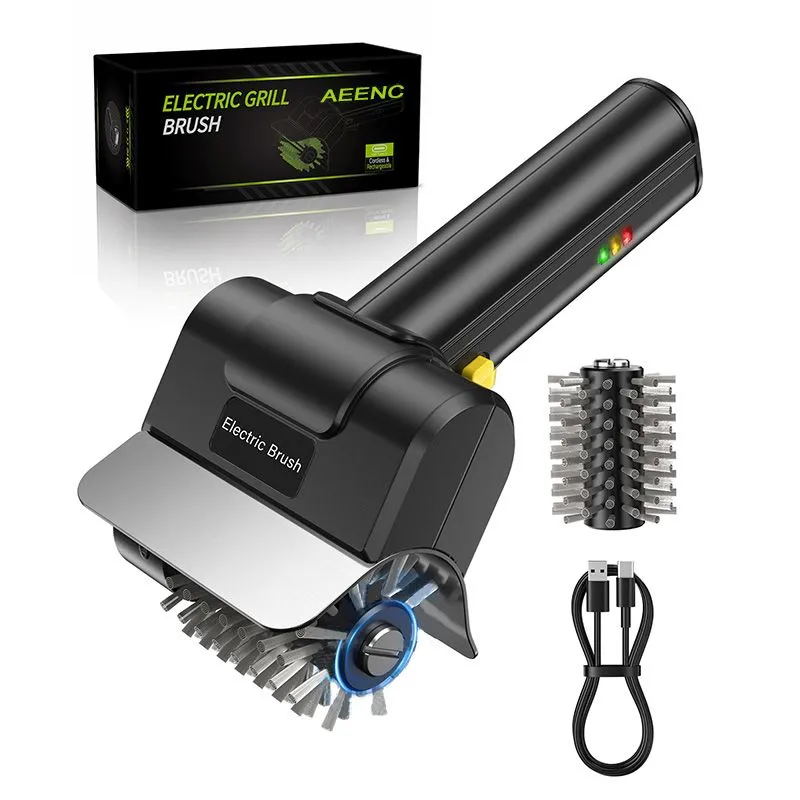Electric Grill Cleaner,Cordless Electric Barbecue Brush,With 2 Wire Brushes