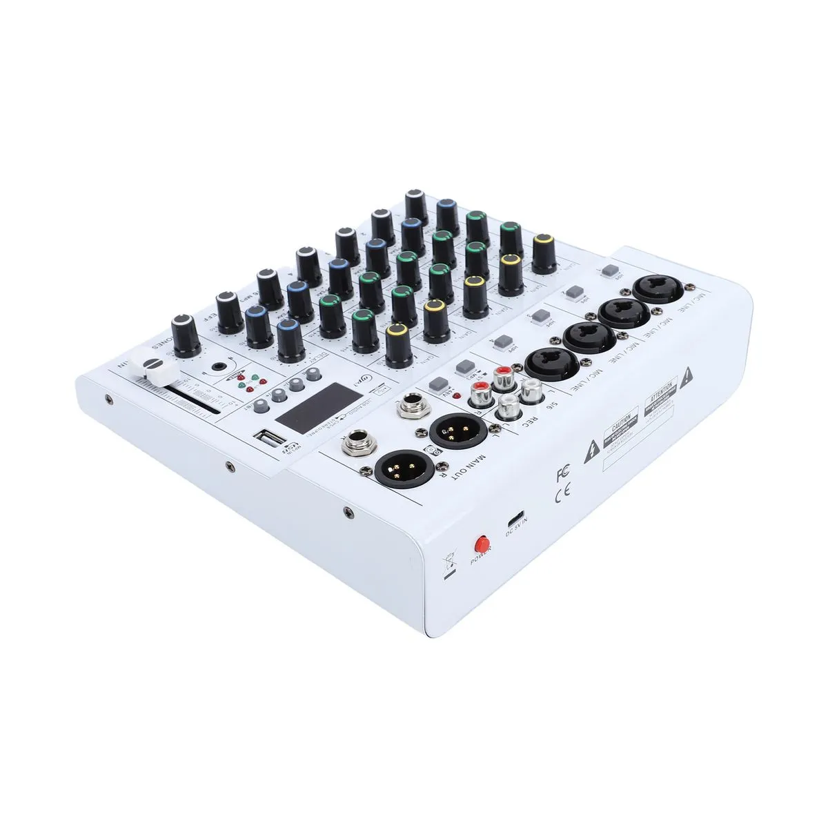 6 Channel Mini Sound Mixer DJ BT MP3 48V Phantom Power Guitar Amp White
