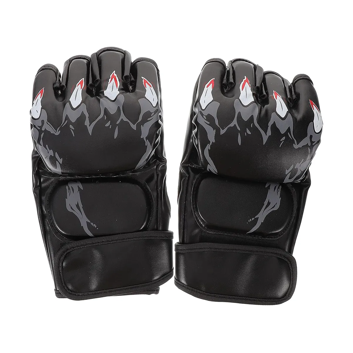 Half Finger Gloves with Wrist Band for Combat Sports Punching Bag Training - Tiger Claws