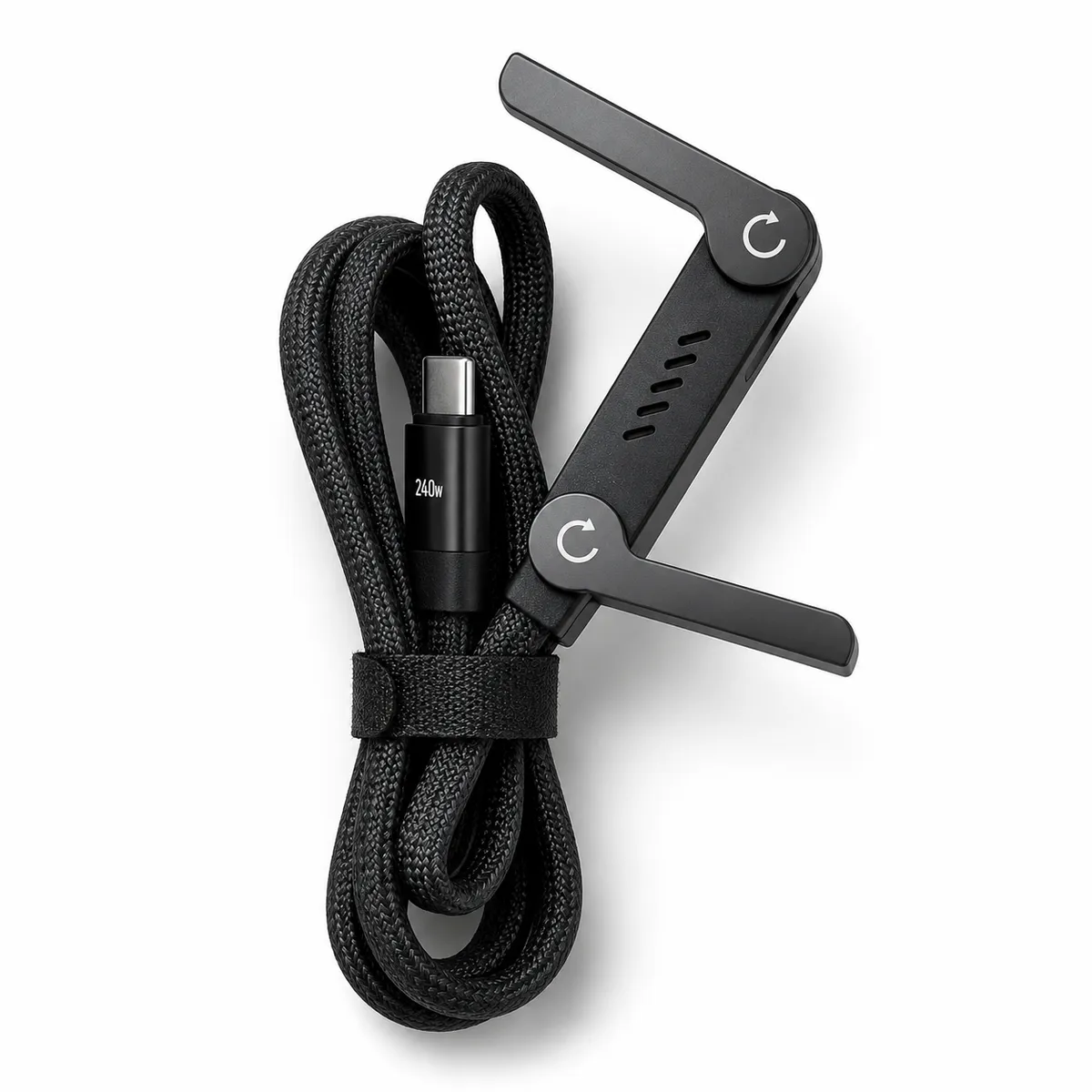 240W USB-C to USB-C Braided Cable with Foldable Organiser