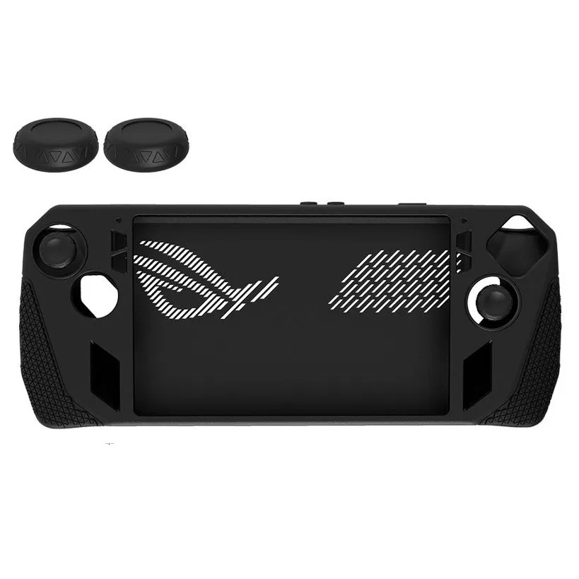 Silicone Protective Cover + Button Cap Set Compatible with ASUS ROG Ally Game Console - Black