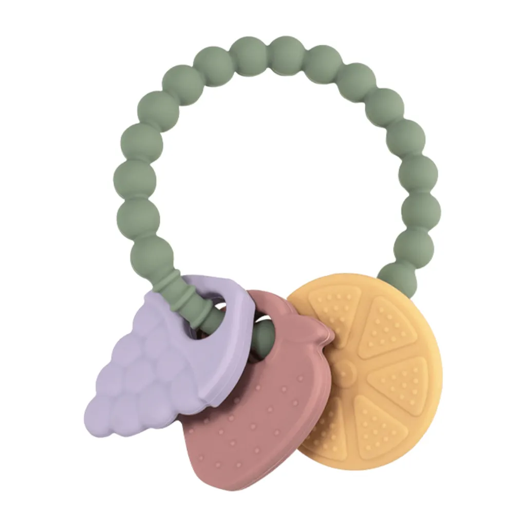 Fruit-Shaped Silicone Baby Teether Ring - Multi-Colour