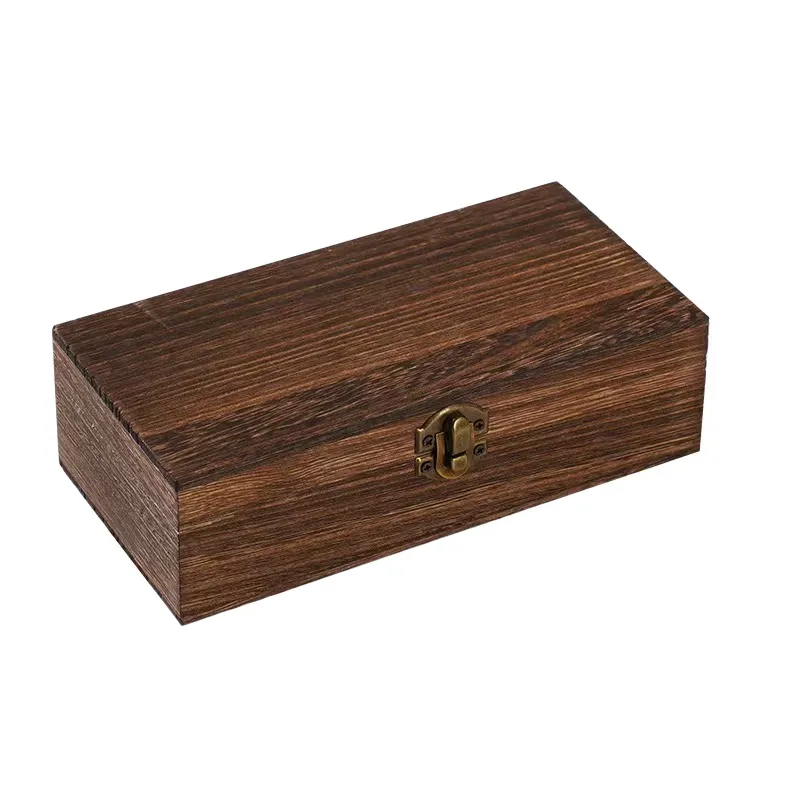 Rectangular Vintage Paulownia Wood Storage Box with Lid