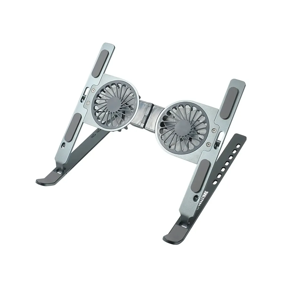 CellTime Ergonomic Adjustable Aluminium Laptop Stand With Two Cooling Fans - Gray