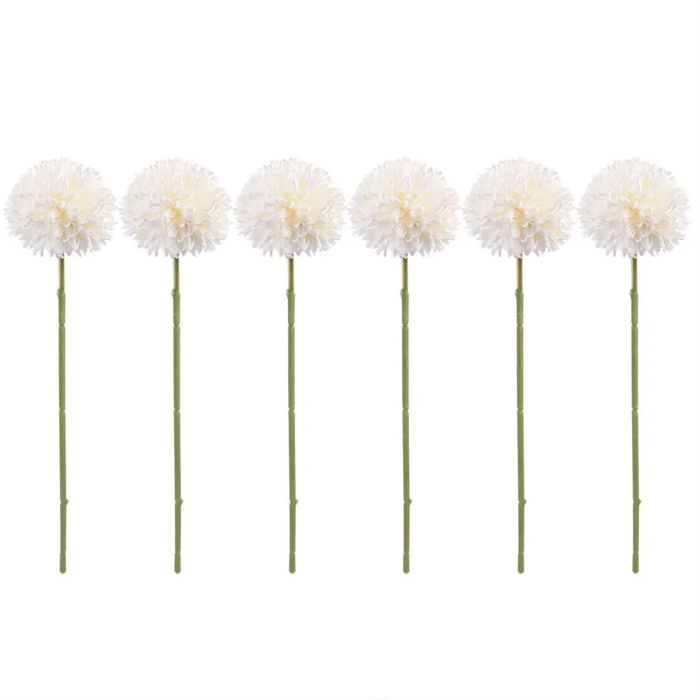 6Pieces Artificial Silk Dandelion Ball Flowers White for Home Wedding Décor