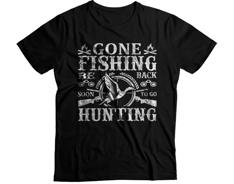 Gone Fishing Hunting Graphic T-Shirt