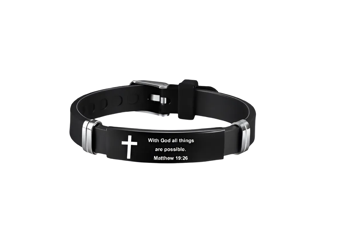Bible Verse 19:26 Scripture Adjustable Bracelet Jewelry Christian Gift - Black