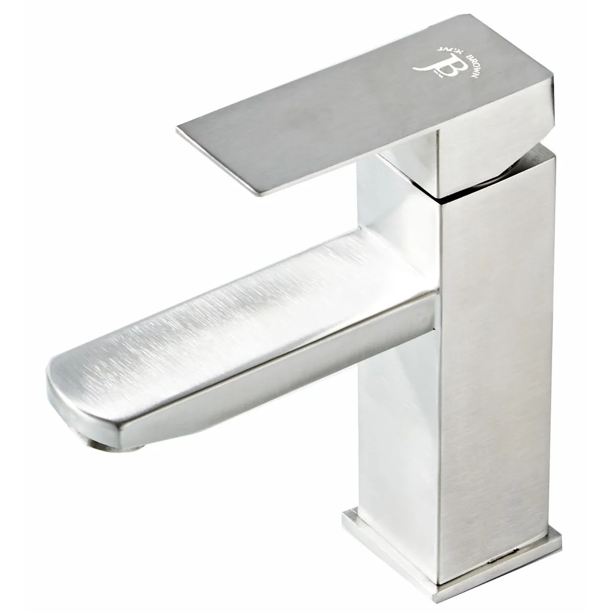 Jack Brown Square Bathroom Basin Mixer Tap With Hose - Matt Silver