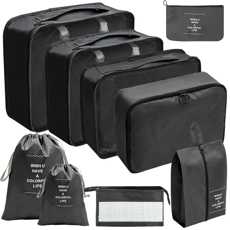9 Pieces Travel Luggage Packing Organizers Waterproof Travel Essentials Bag