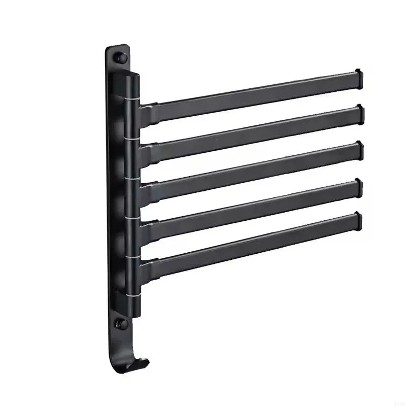 High Quality Bathroom Wall Mounted Aluminium Towel Rack 5 Bars - Black