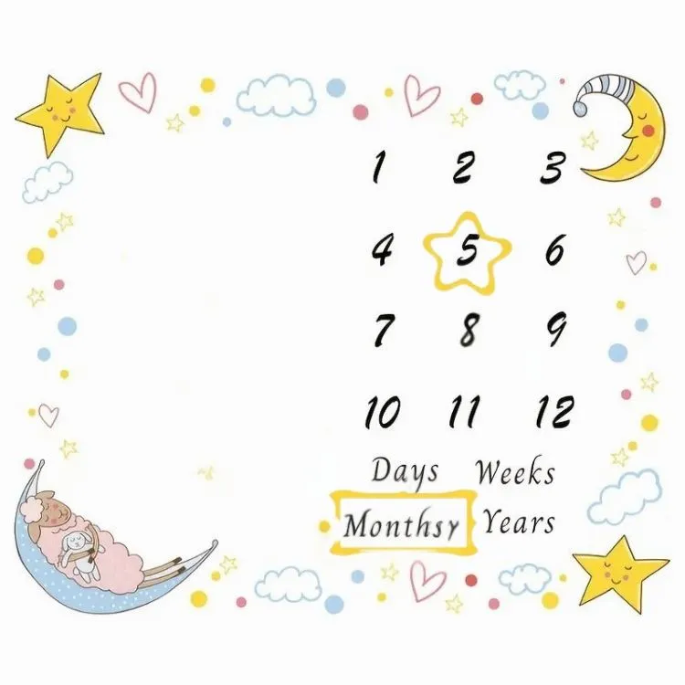 Star & Moon Print Baby Milestone Background Sheet for Memorial Photography