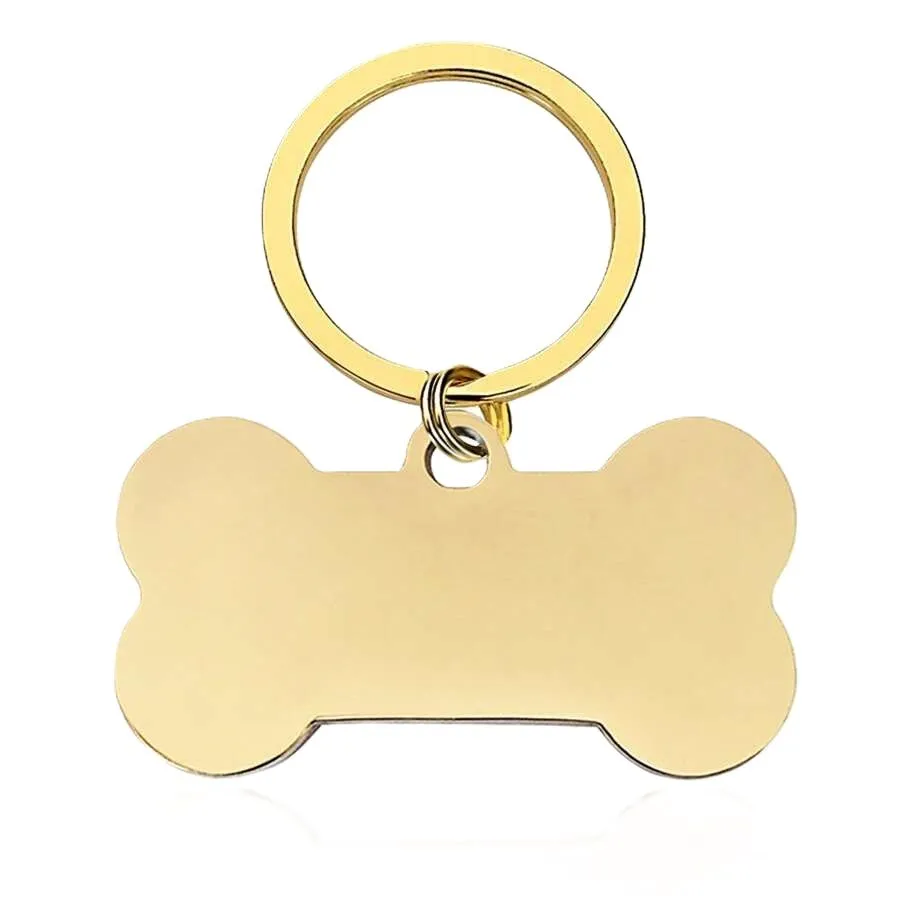 Gold Stainless Steel Dog Name ID Tag