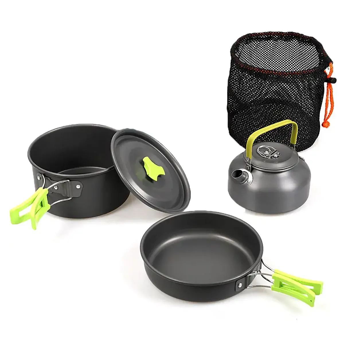 4PCS Camping Outdoor Cookware Set Pot Pan Kettle Sets for Picnic Cooking