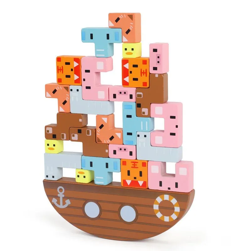 Wooden Stacking Animal Block Game