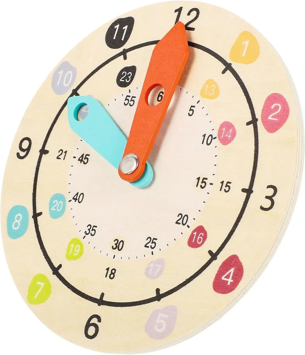 Colorful Wooden Clock for Educational Learning and Color Cognition Safe