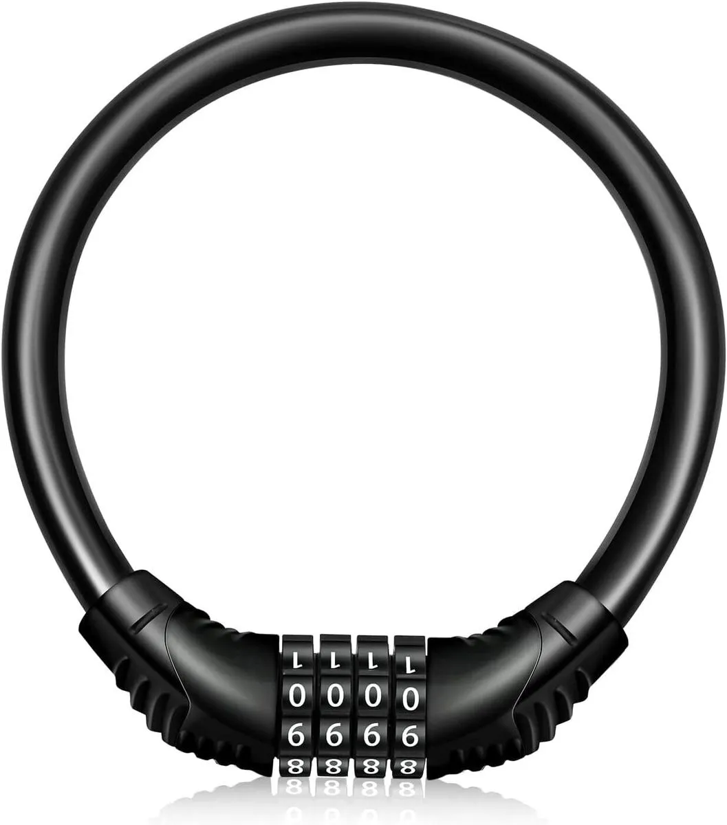 Portable Bike Locks Cable High Security Bicycle Cycling Lock with 4-Digits