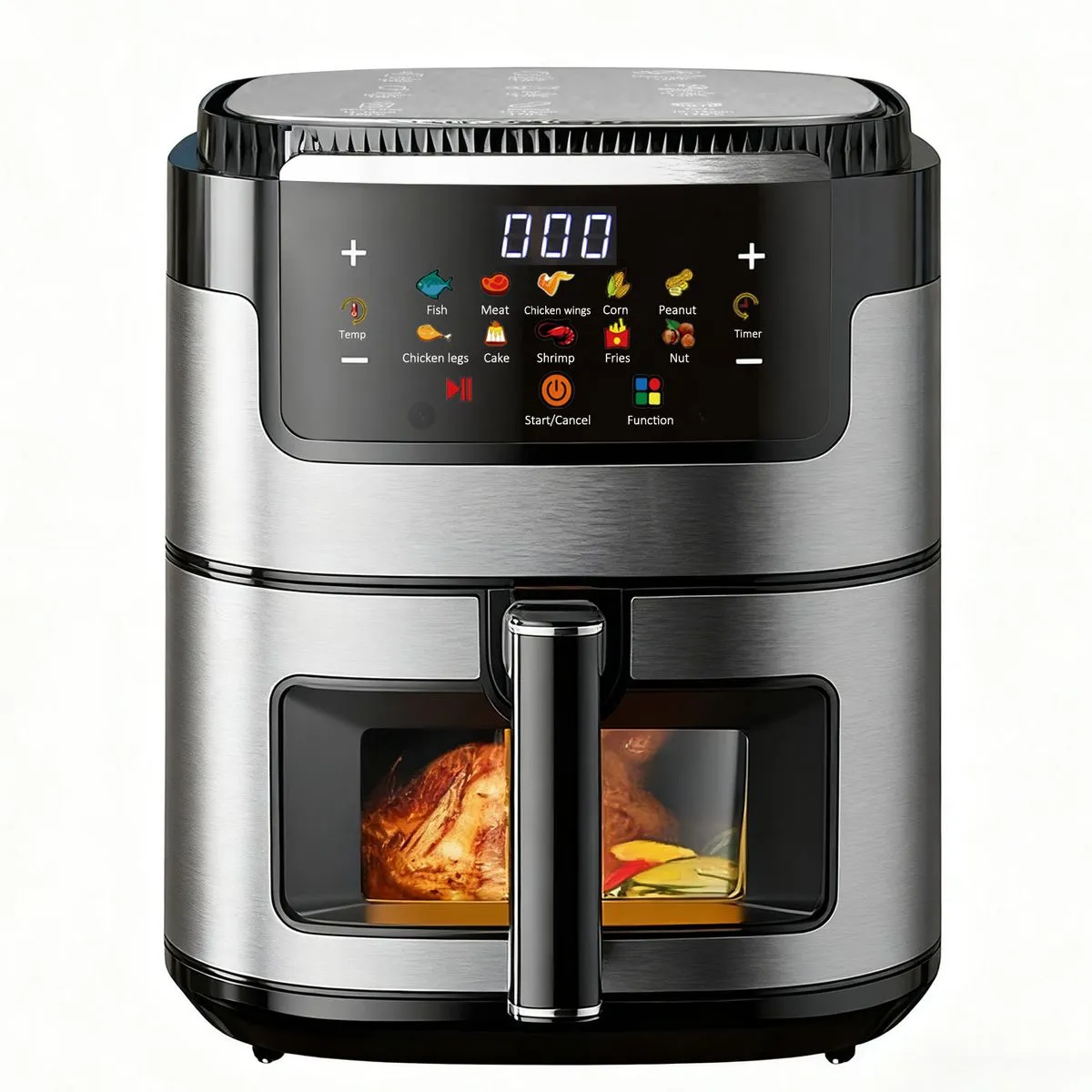 15L 2400W Visible Air Fryer, 110-240V, Digital Air Fryer, Non-Stick Basket