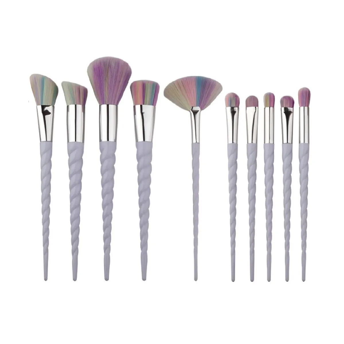 Portable 10 Pieces Makeup Brush Set for Foundation Eyeshadow Blush - Purple