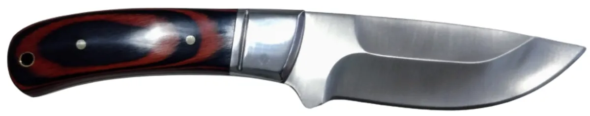 Red Wood Solid Blade Hunting Knife
