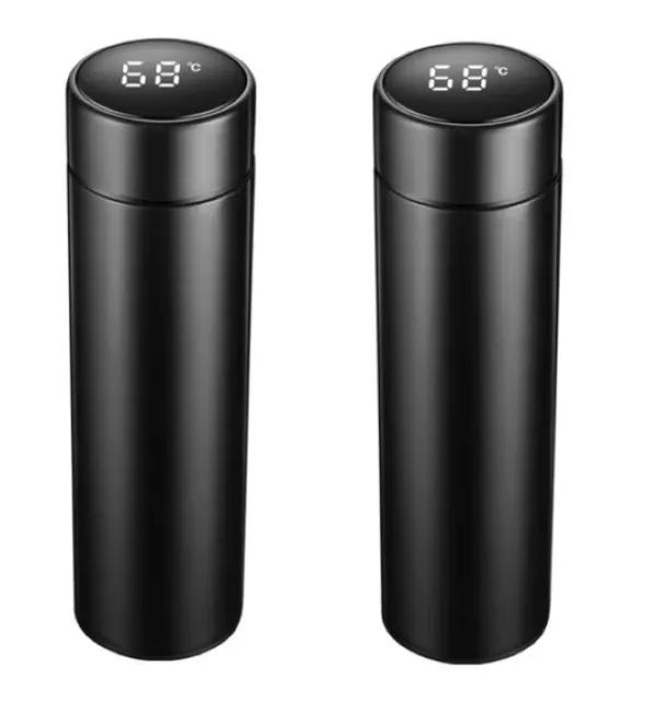 2 x Stainless Steel Vacuum Smart Flask - 500ml - Black