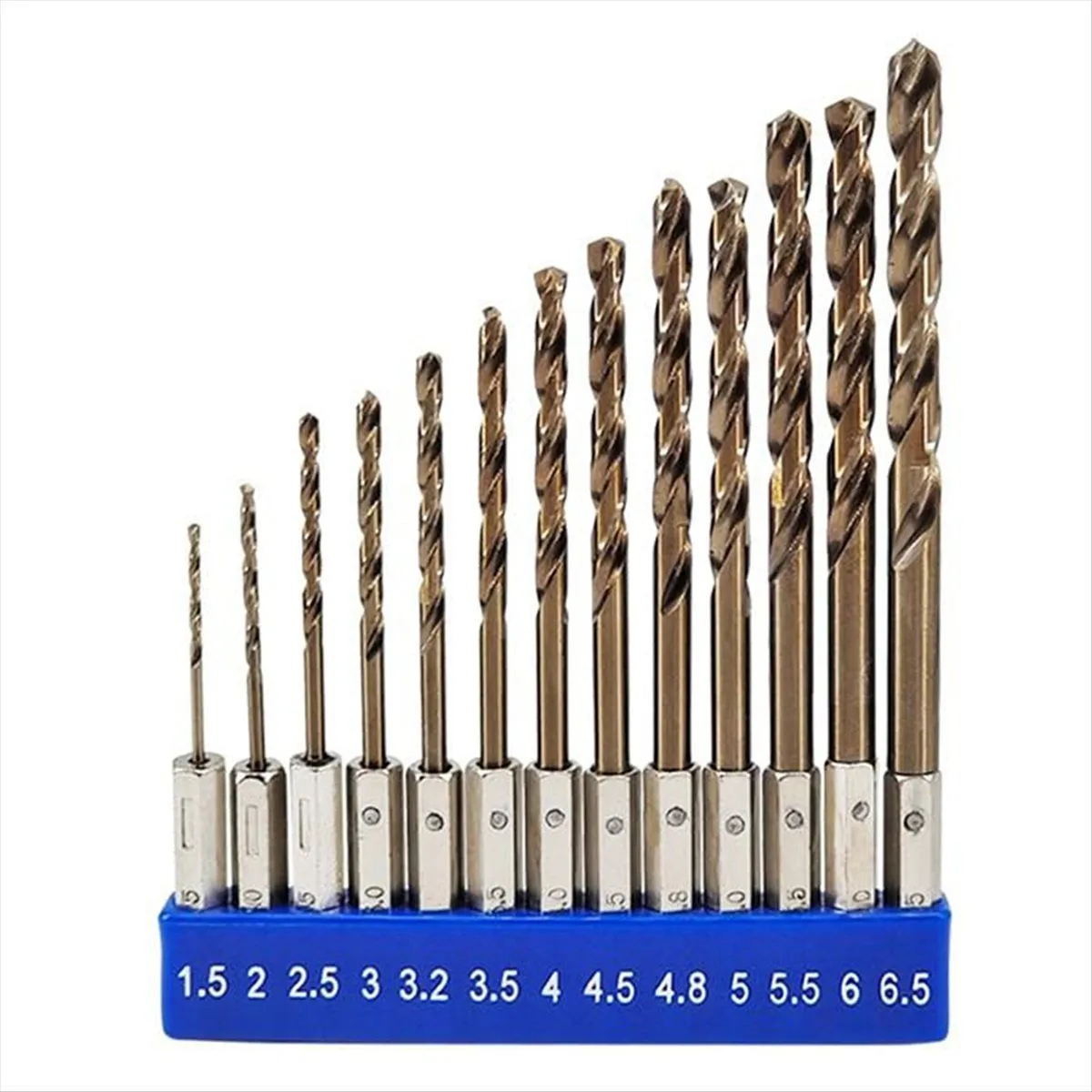5% Cobalt Hex Metric Drill Bits Set (1.5mm-6.5mm/13Pieces)