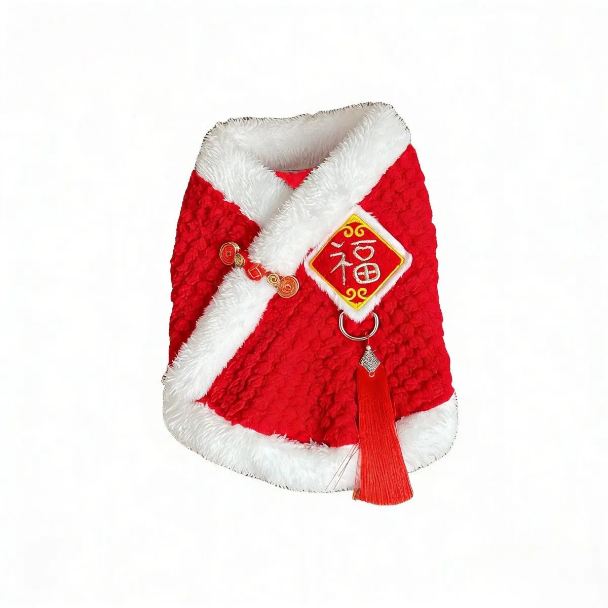 Chinese-Style Lucky Character Warm Pet Clothing For Gogs/Cats - L Size: Bust 45cm, Shoulder 33cm (w…
