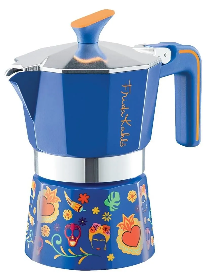 Pedrini Frida Kahlo 6-Cup Coffee Maker - Blue