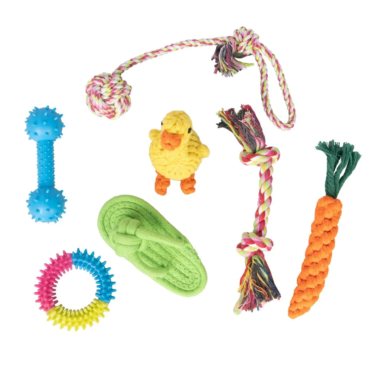 Dog Bite Toy Rope Chew Toy Interactive Toys -7 Pieces set-Multi-color