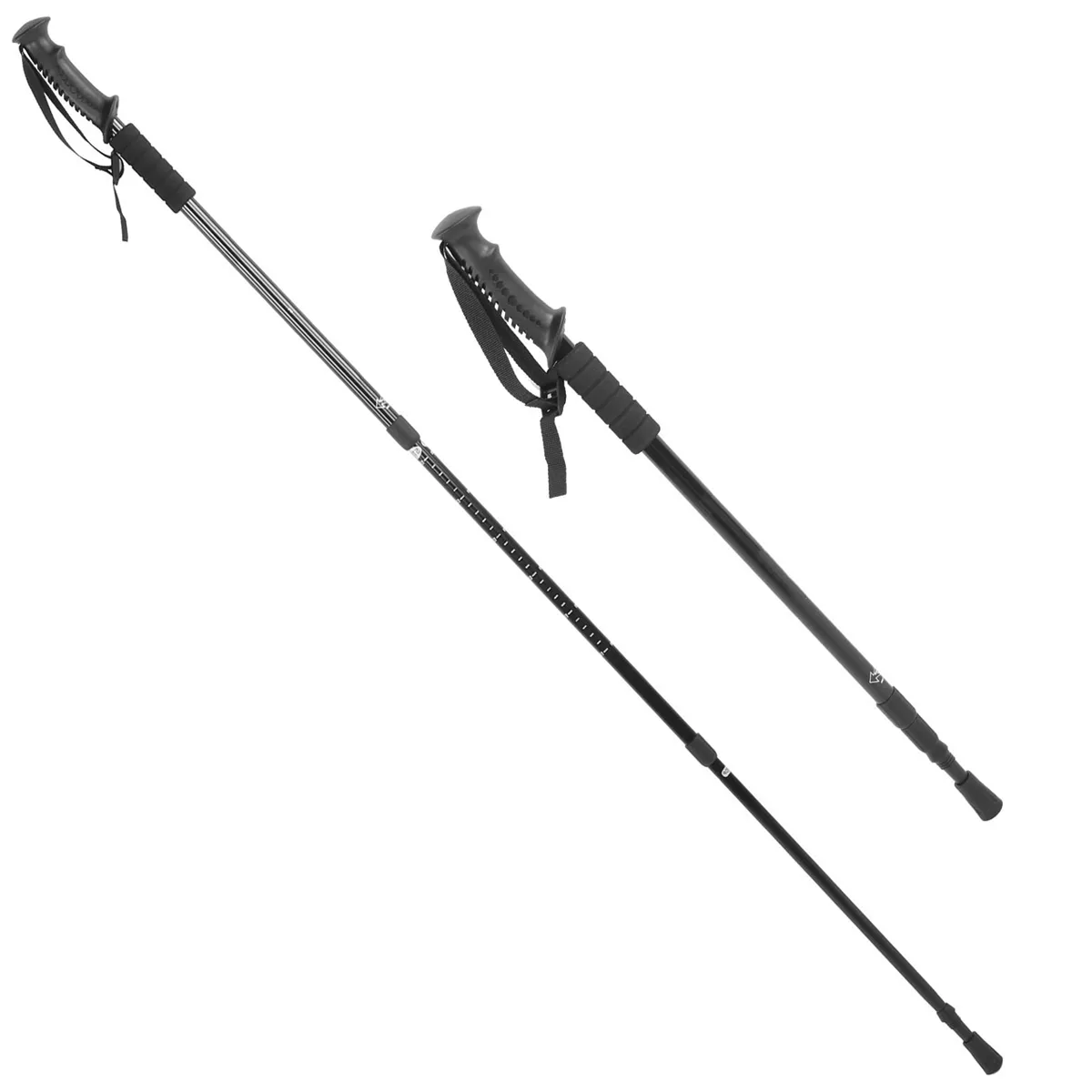 2 x Hiking Stick Trekking Pole Ultra Light Aluminium Extendable - Black