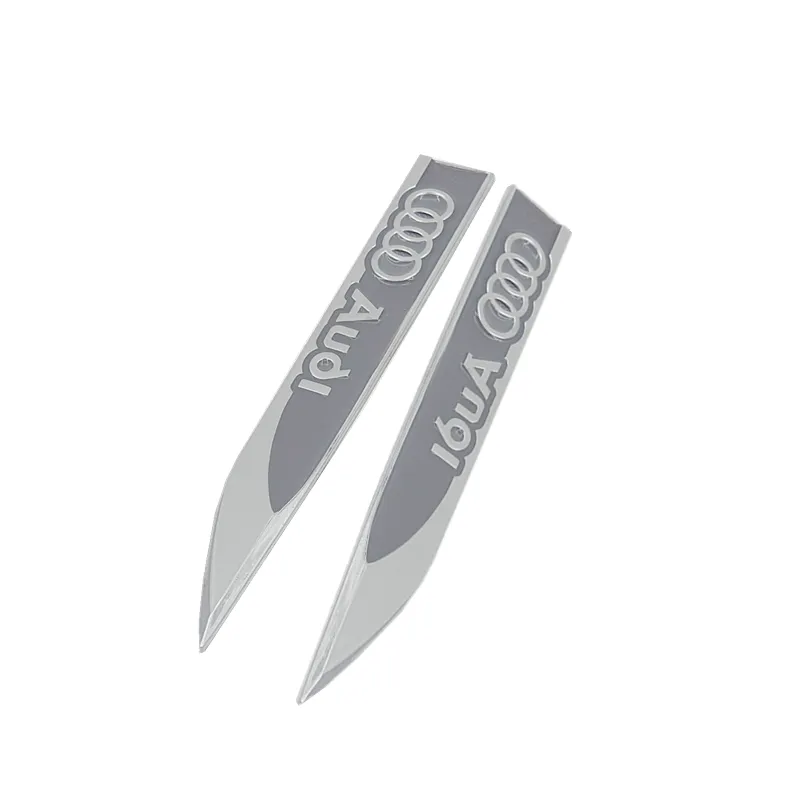 Apply to - Audi Car Flanks Mudguard Logo Blade Metal Decoration Stickers - Grey