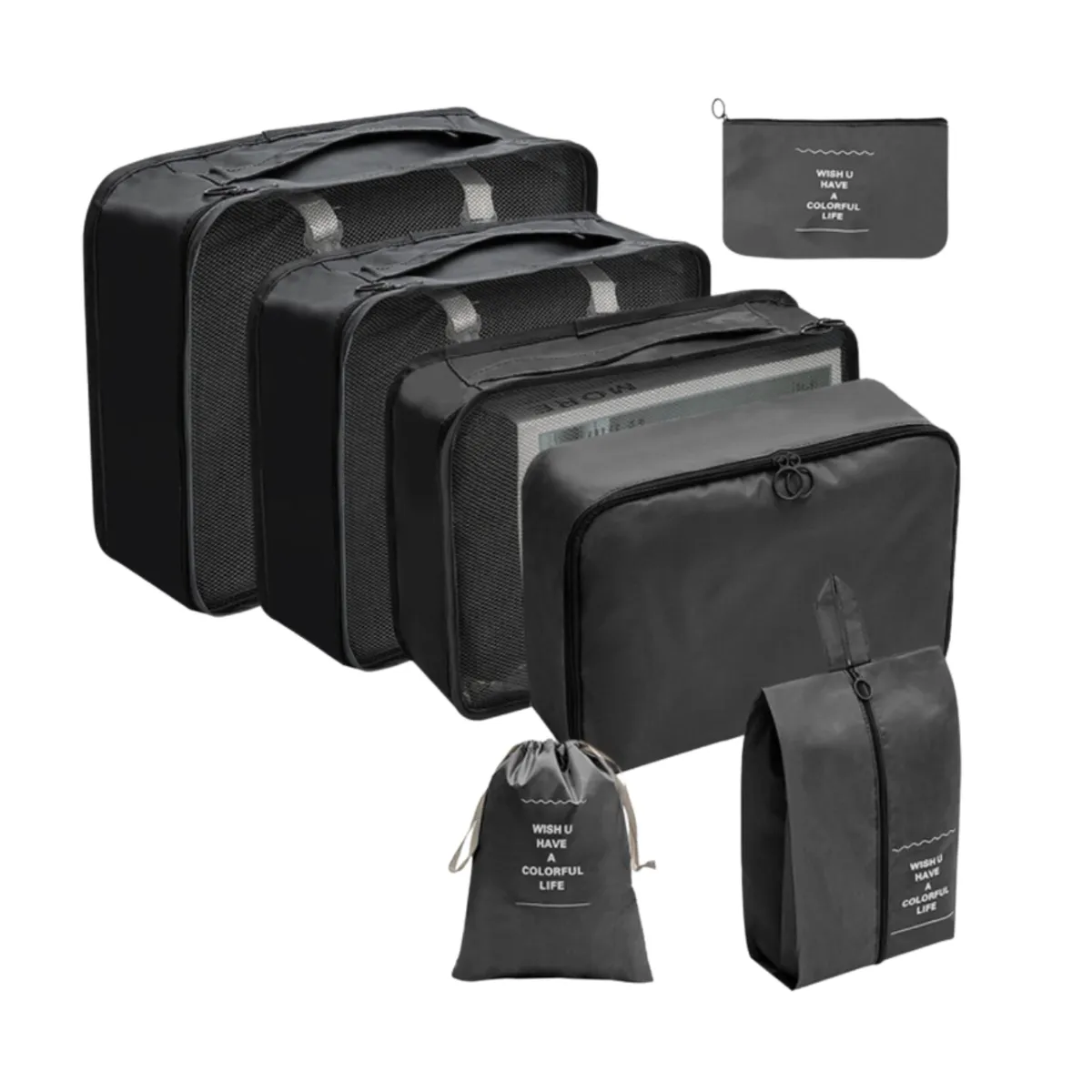 7-Piece Clothing Organization And Travel Storage set - Black