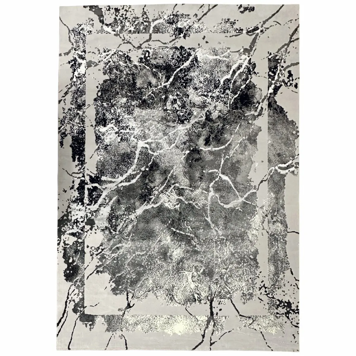 Glamorous 350x250cm Soft Machine Woven Turkish Rug /Grey and Black Area Rug