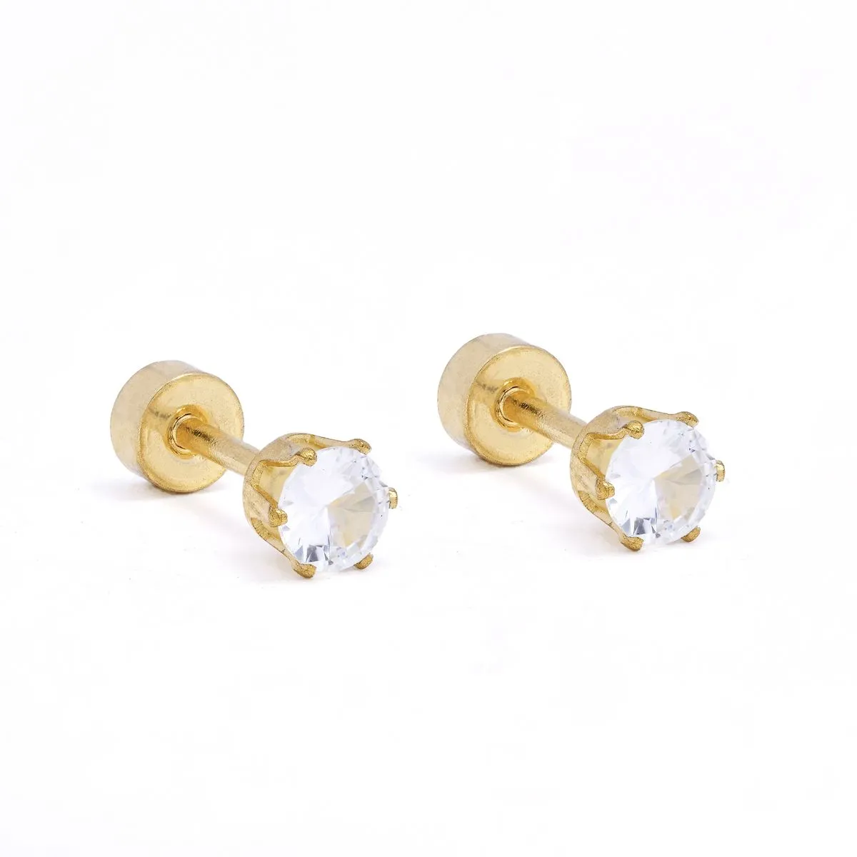 Androgyny Cubic Zirconia Flat Back Stainless Steel Stud Earrings