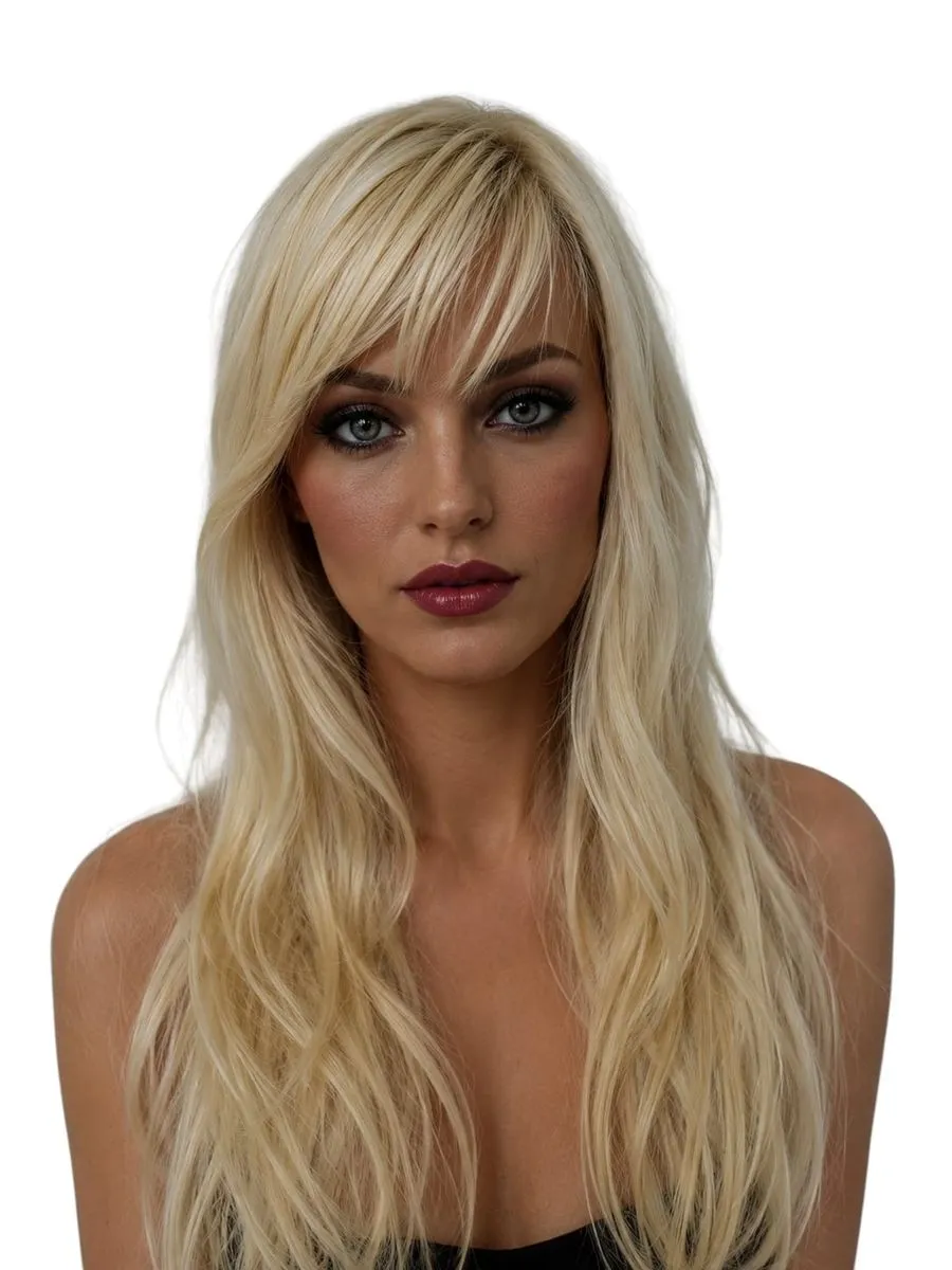 Long Straight Synthetic Wig With Fringe-Susan -#613