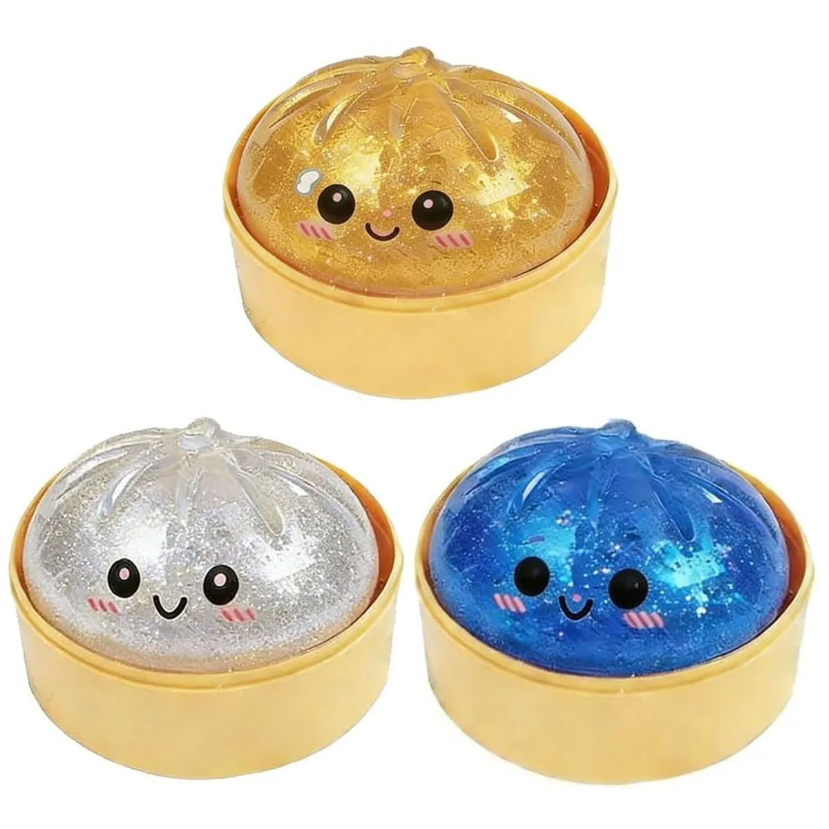 3Pack 5.3cm Glitter Mini Dumpling Squishies Stress Balls Squeeze Fidget Toy