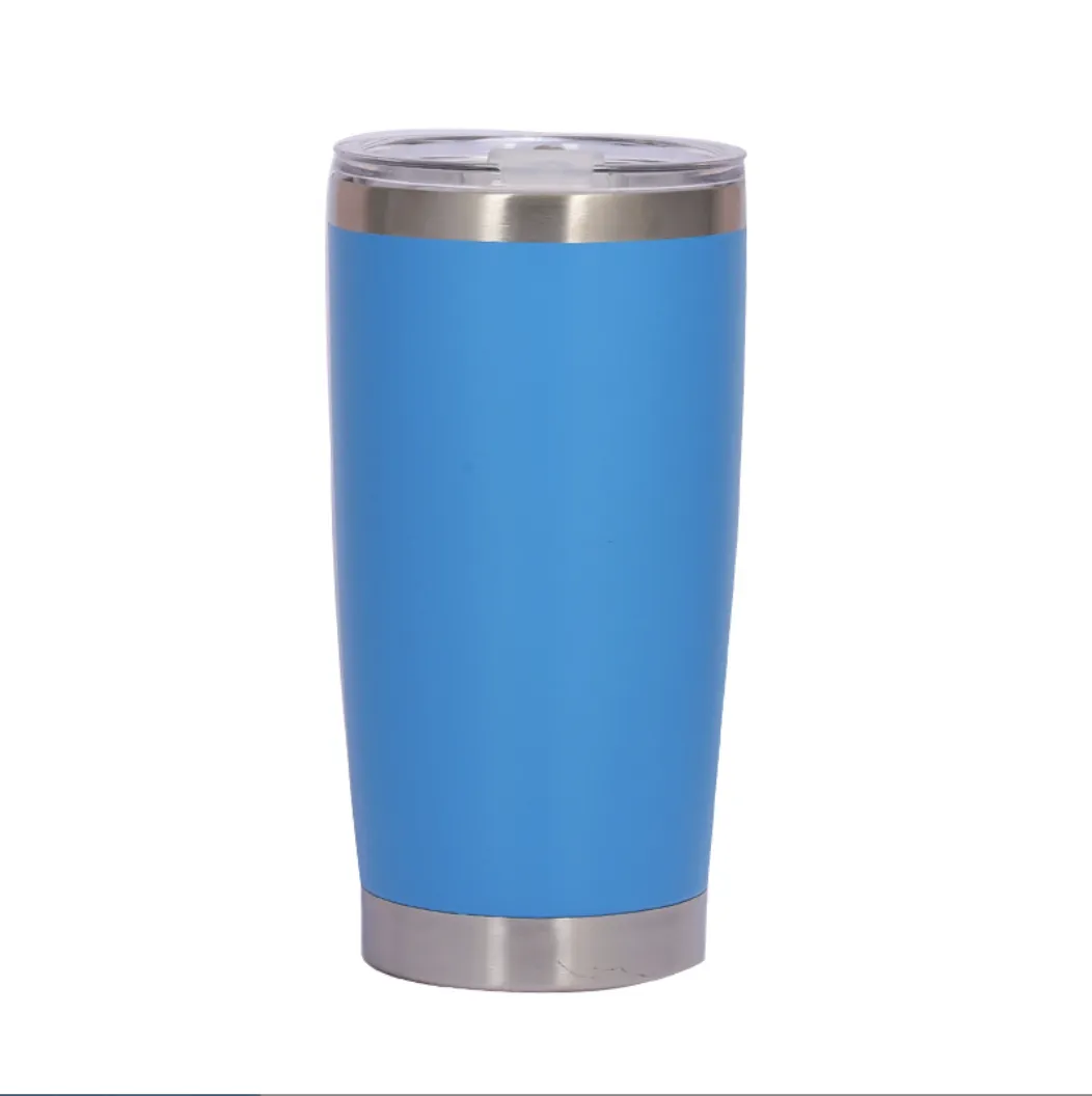 Simple Double-layer Stainless Steel Thermal Insulation Cup Solid Color Cup - Blue
