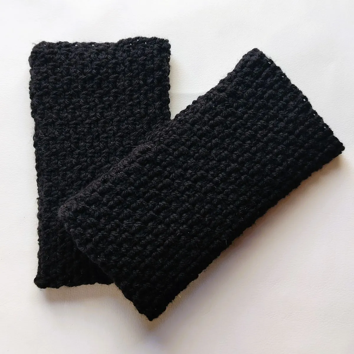 Handmade Crochet Mens Fingerless Gloves (1 Pair) - Black