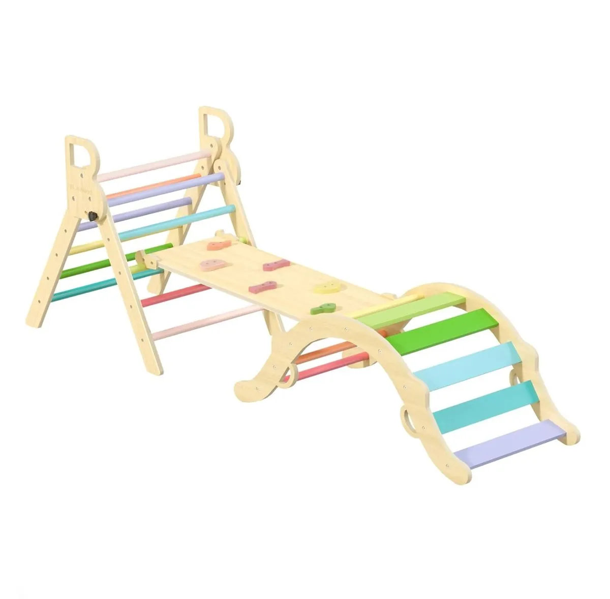 Pikler Triangle Set, Toddler Wooden Climbing Toys Indoor 7in1 Climber