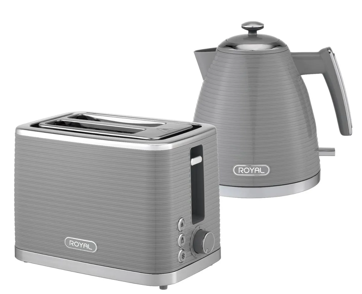 Royal Homeware Valencia Kettle & Toaster Breakfast Set - COOL GREY